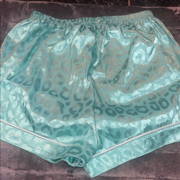 2 piece Satin Pajama Set - Teal Leopard Print  brand New without tags  size M - Picture 3 of 6